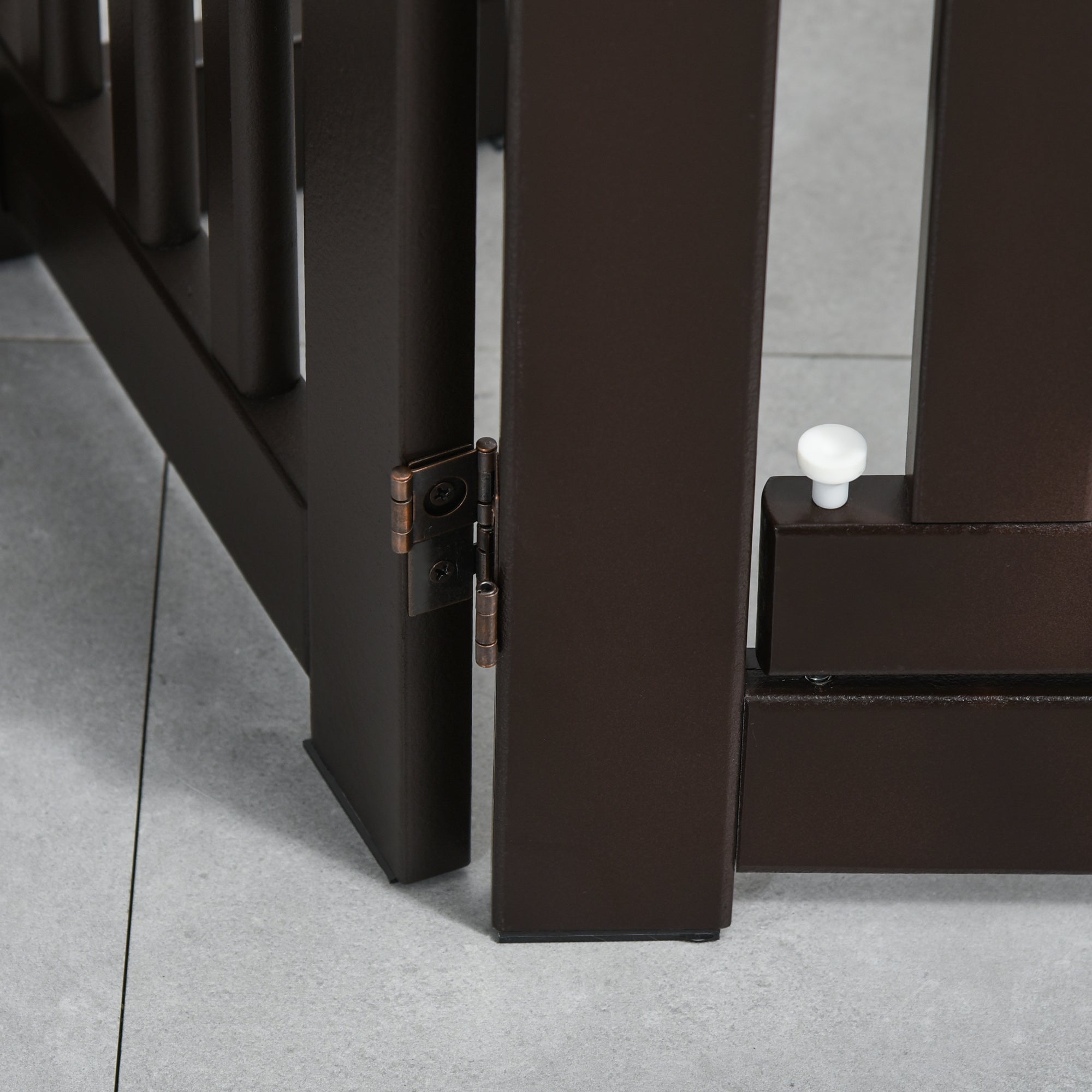 PawHut Freestanding Dog Gate, Foldable Pet Fence, Indoor Barrier, Stair Gate with Support Feet, 155 x 76 cm, Brown 