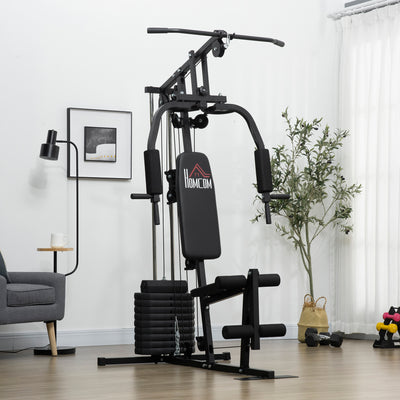 HOMCOM Multifunction Home Gym Machine, with 45kg Weight Stacks, for Strength Training 