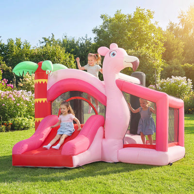AIYAPLAY Inflatable Bounce House for Kids with Slide, Ball Pit, Basketball Hoop and Blower for Indoor Outdoor Garden, Pink 