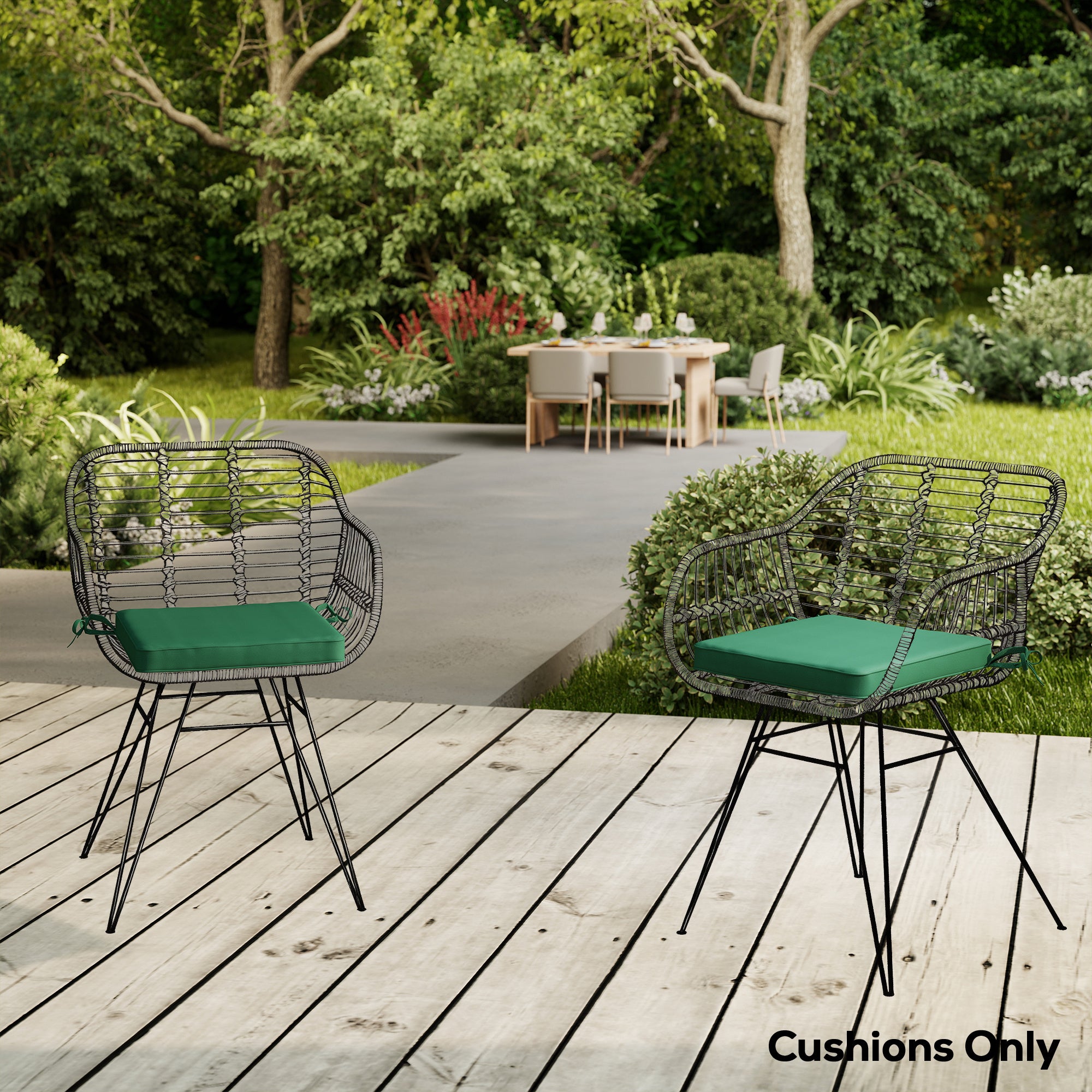 Outsunny Set of 6 Chair Cushion Seat Pads Dining Chair w/ Straps, Indoor Outdoor Removable Tie On Garden Patio, Green 