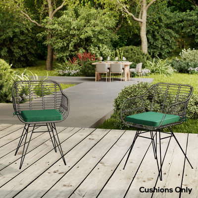 Outsunny Set of 6 Chair Cushion Seat Pads Dining Chair w/ Straps, Indoor Outdoor Removable Tie On Garden Patio, Green 