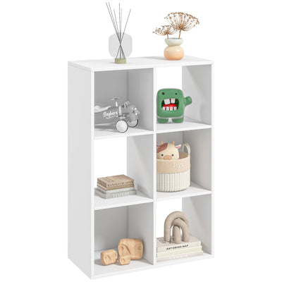 HOMCOM 3-tier 6 Cubes Storage Unit Particle Board Cabinet Bookcase Organiser Home Office Shelves White 