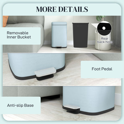 HOMCOM 20L Modern Boxy Metal Home Kitchen Bin - Light Green 