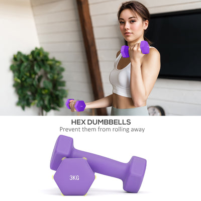 SPORTNOW Dumbbells Set with Storage Rack, 2 x 1kg, 2 x 2kg, 2 x 3kg, Pink 
