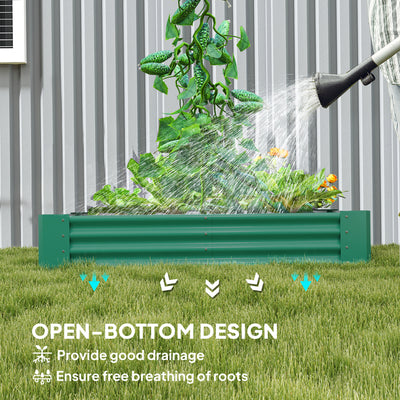 Outsunny 180 x 90cm Galvanised Steel Open Planter - Green 