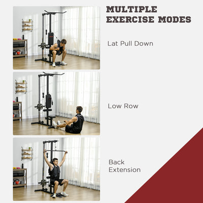 SPORTNOW Pull Up Station, Power Cage with Adjustable Seat, for Home Gym - Black 