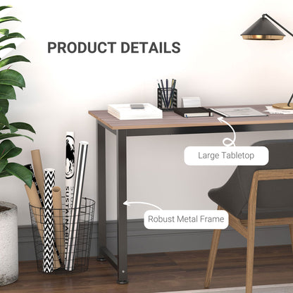 HOMCOM Computer Desk, Writing Table, 120 x 60 x 76cm Workstation for Home Office, Study with Metal Frame, Simple Assembly, Black 