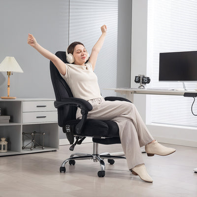 Vinsetto Massage Office Chair, Heated Reclining Computer Chair with Adjustable Height and Footrest, Black 
