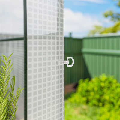 Outsunny Walk-in Greenhouse with Shelves, Small Greenhouse with PE Cover and Roll-up Door, 123 x 187 x 189 cm, White 
