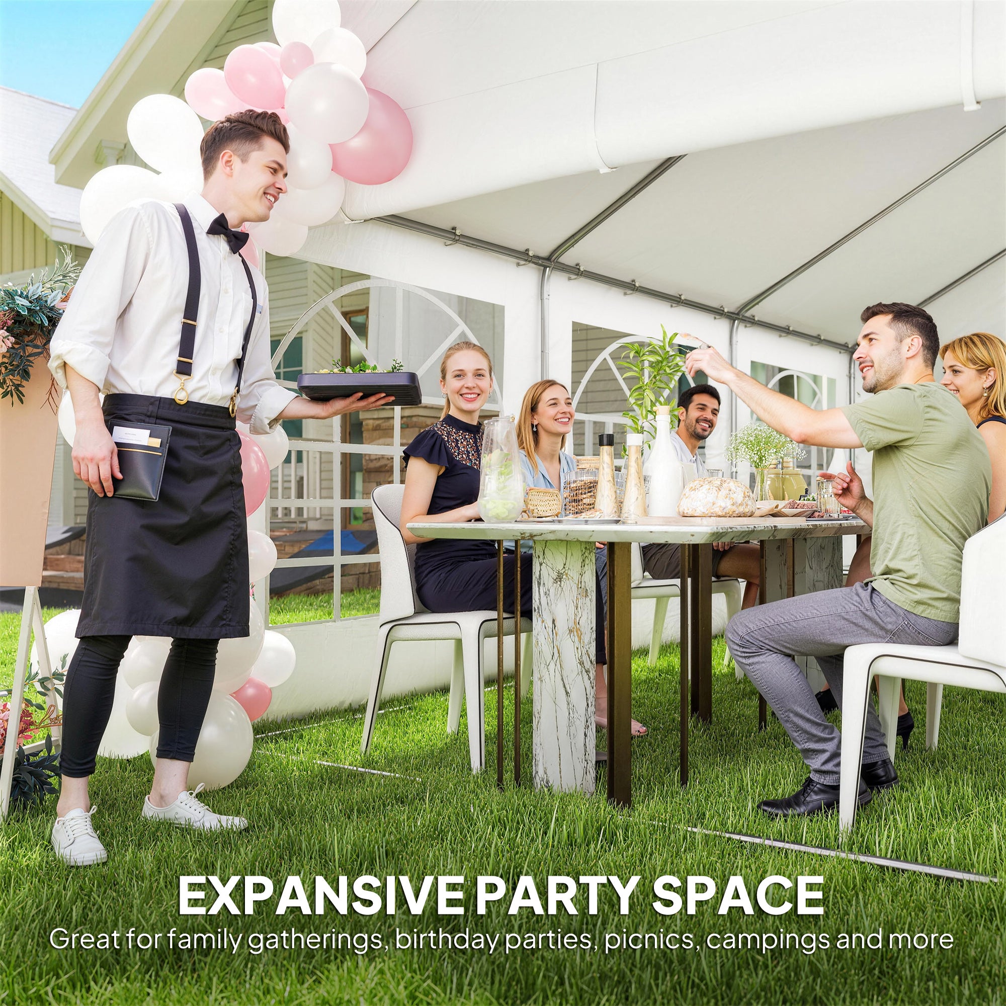 Outsunny 6 x 4 m Party Tent, Heavy Duty Gazebo Canopy with Windows, Outdoor Party Wedding Tent with 4 Removable Sidewalls 