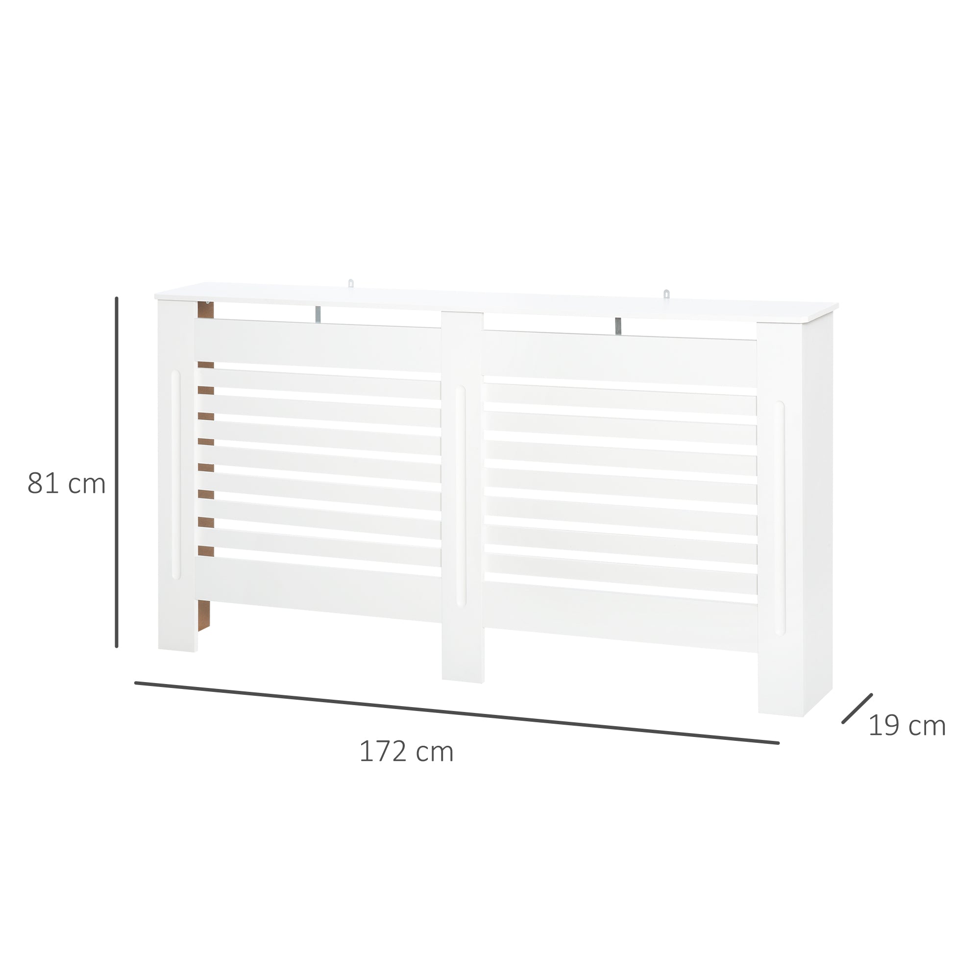 HOMCOM Radiator Cover, Modern MDF White Painted Cabinet with Horizontal Slats for Living Room, Bedroom, 172L x 19W x 81H cm 