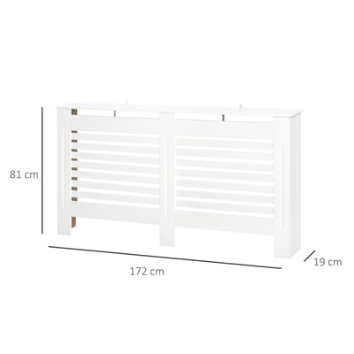HOMCOM Radiator Cover, Modern MDF White Painted Cabinet with Horizontal Slats for Living Room, Bedroom, 172L x 19W x 81H cm 