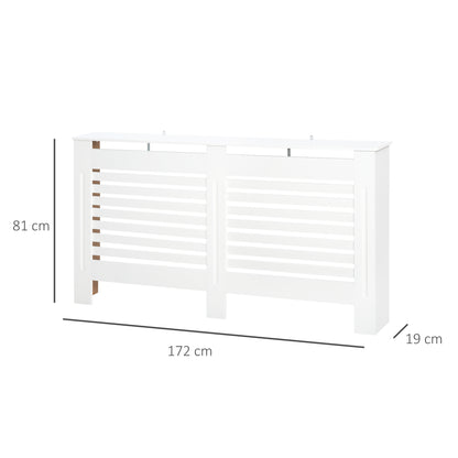 HOMCOM Radiator Cover, Modern MDF White Painted Cabinet with Horizontal Slats for Living Room, Bedroom, 172L x 19W x 81H cm 