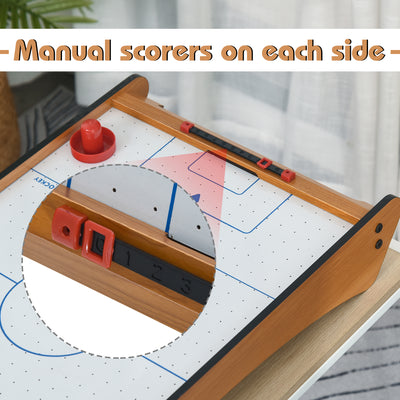 HOMCOM 2.5FT Tabletop Air Hockey Game Table Wooden Portable Party Gaming Toy for Kids Children Adult 