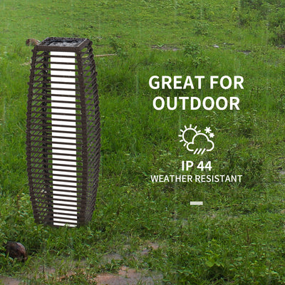Outsunny Rattan Solar Floor Lamp,  68cm Tall Outdoor Garden Lantern Pathway Light & Decorative Lighting with Auto On/Off LED Lights, IP44, for Porch, Yard, Courtyard, Deck, Brown 