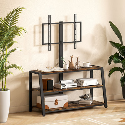 HOMCOM Industrial-Style TV Stand, with 35° Swivel Bracket - Dark Brown 