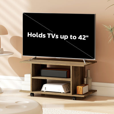 HOMCOM Modern TV Cabinet Stand Storage Shelves Table Mobile Bedroom Furniture Bookshelf Bookcase Walnut 