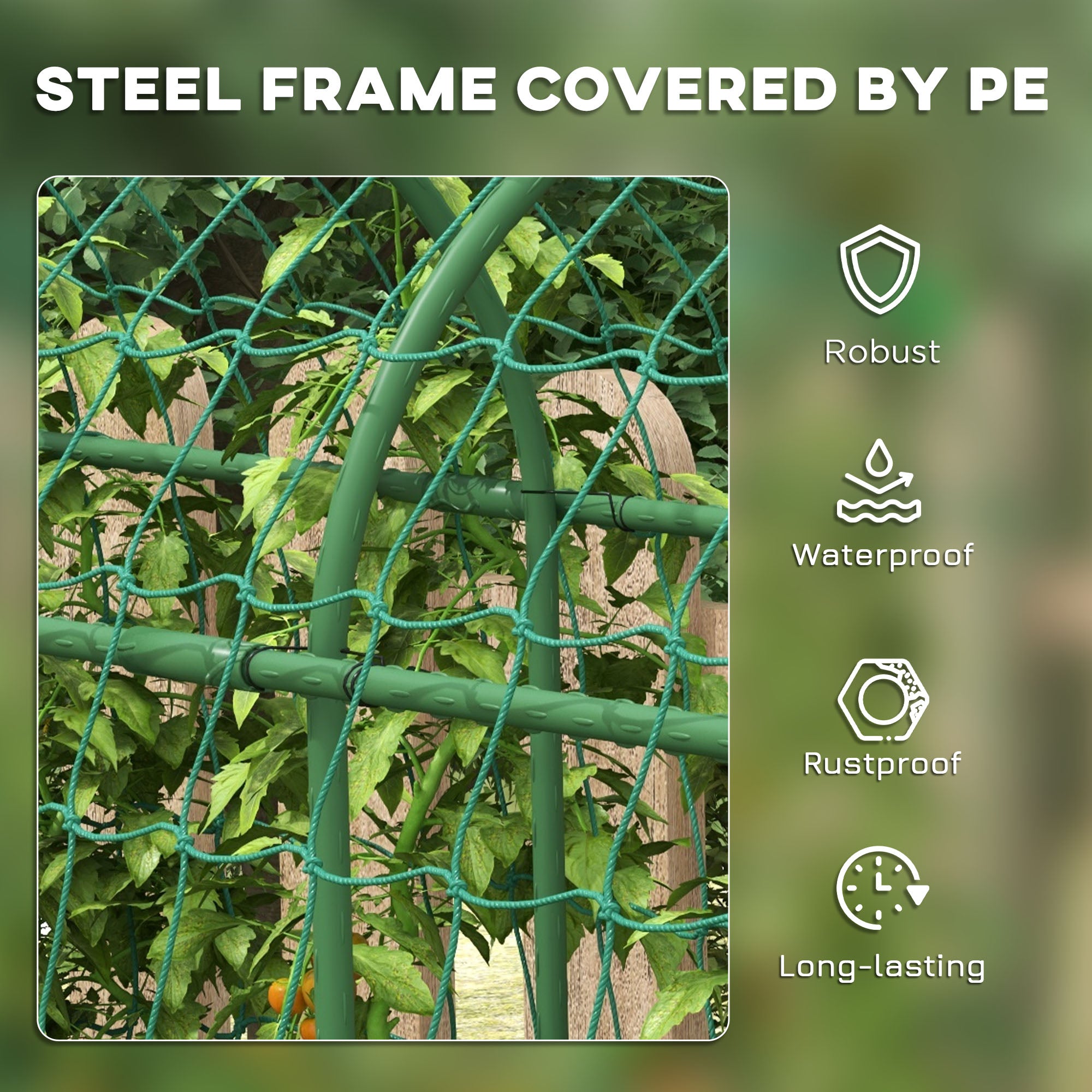 Outsunny 183 cm Tall Metal Garden Trellis, Arch Trellis for Climbing Plants Outdoor with Climbing Net 