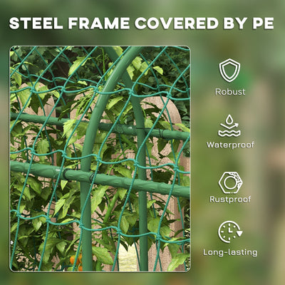 Outsunny 183 cm Tall Metal Garden Trellis, Arch Trellis for Climbing Plants Outdoor with Climbing Net 
