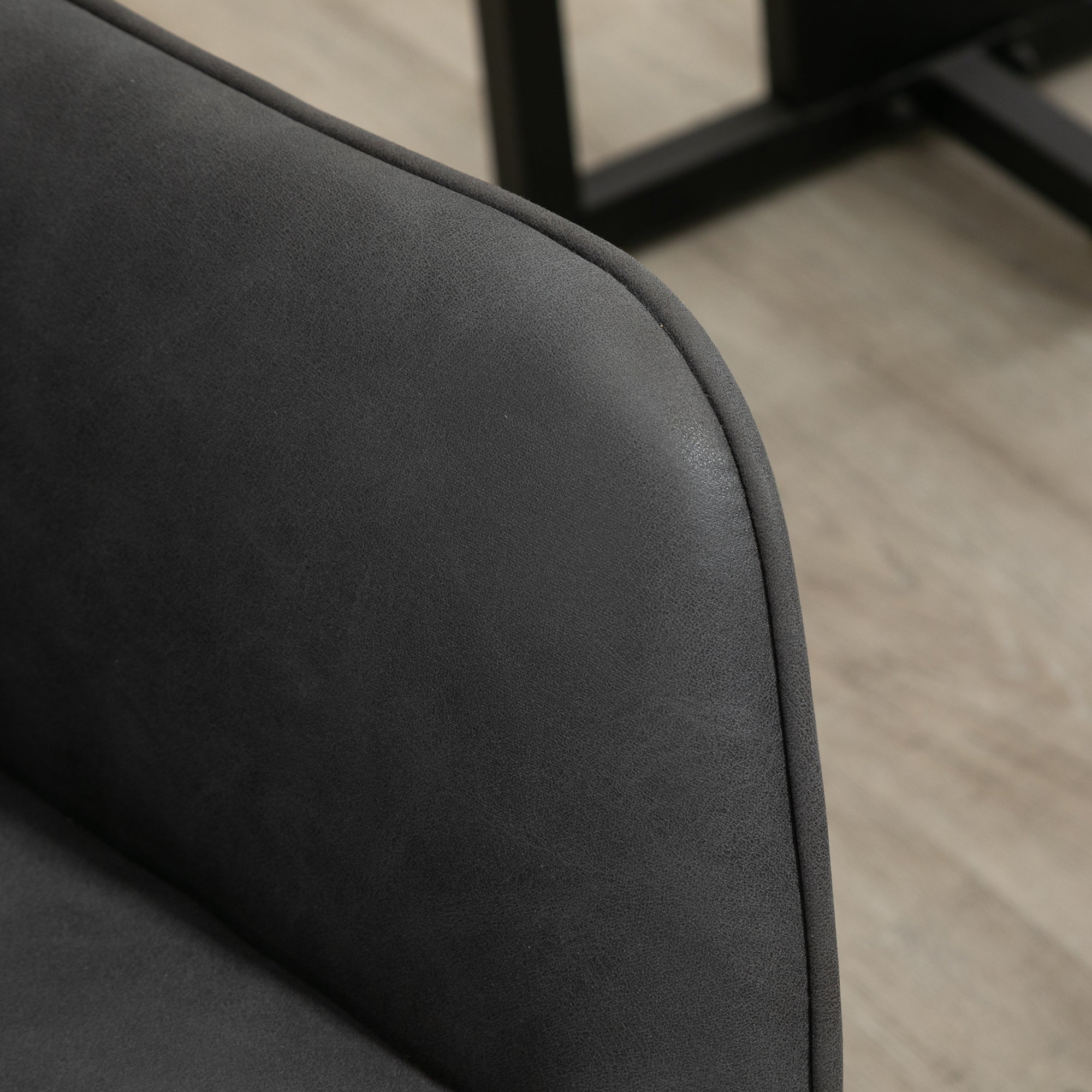 Vinsetto Office Desk Chair, Leather-Feel Fabric Computer Swivel Chair with Rolling Wheels and Adjustable Height for Home, Grey 