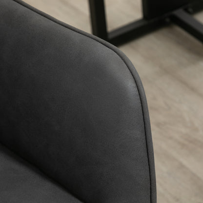 Vinsetto Office Desk Chair, Leather-Feel Fabric Computer Swivel Chair with Rolling Wheels and Adjustable Height for Home, Grey 