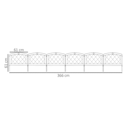 Outsunny Metal Decorative Outdoor Picket Fence Panels Set of 6, Black