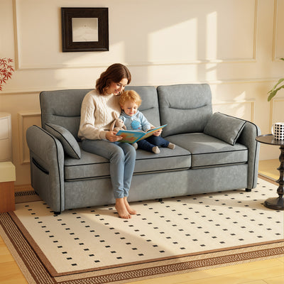 HOMCOM 3 Seater Sofa, Faux Leather Couch - Grey 