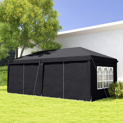 Outsunny 3 x 6m Pop-Up Gazebo, with Curtain Walls and Windows - Grey 