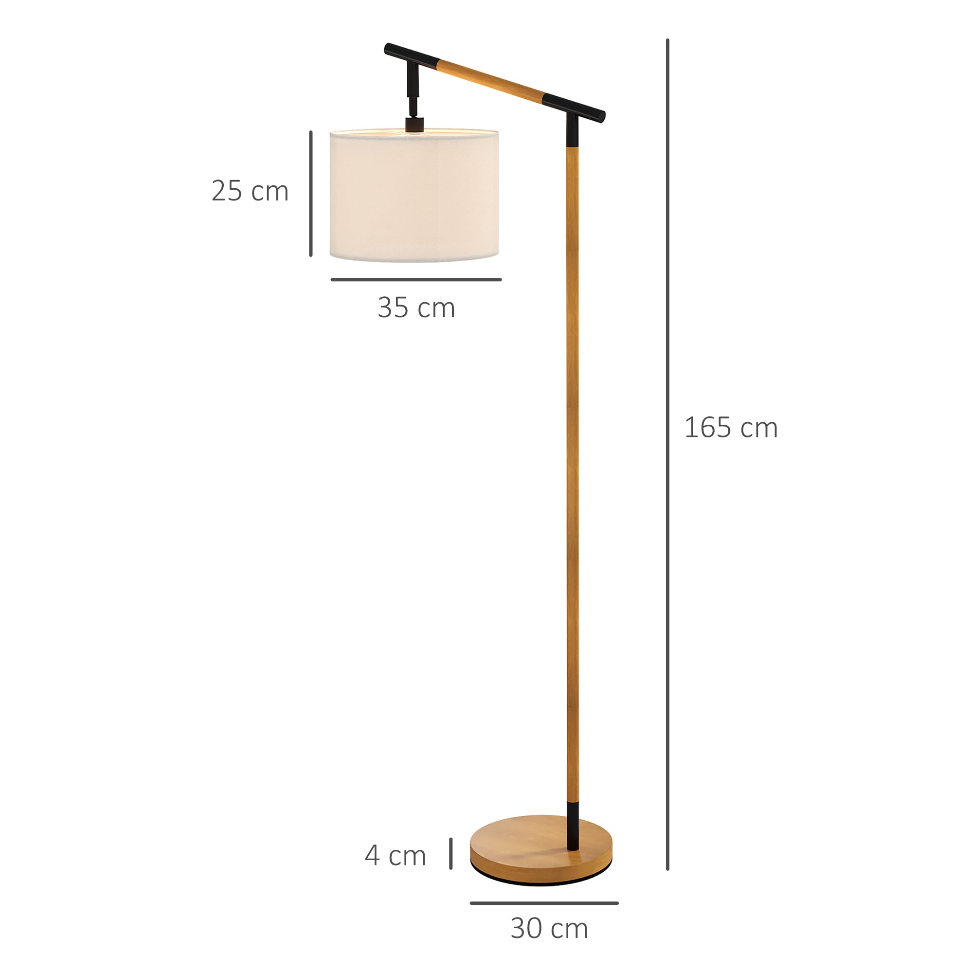 HOMCOM Metal Frame Floor Lamp with 350\'c2\'b0 Rotating Lampshade, for Living Room and Bedroom, LED Bulb Included, Brown