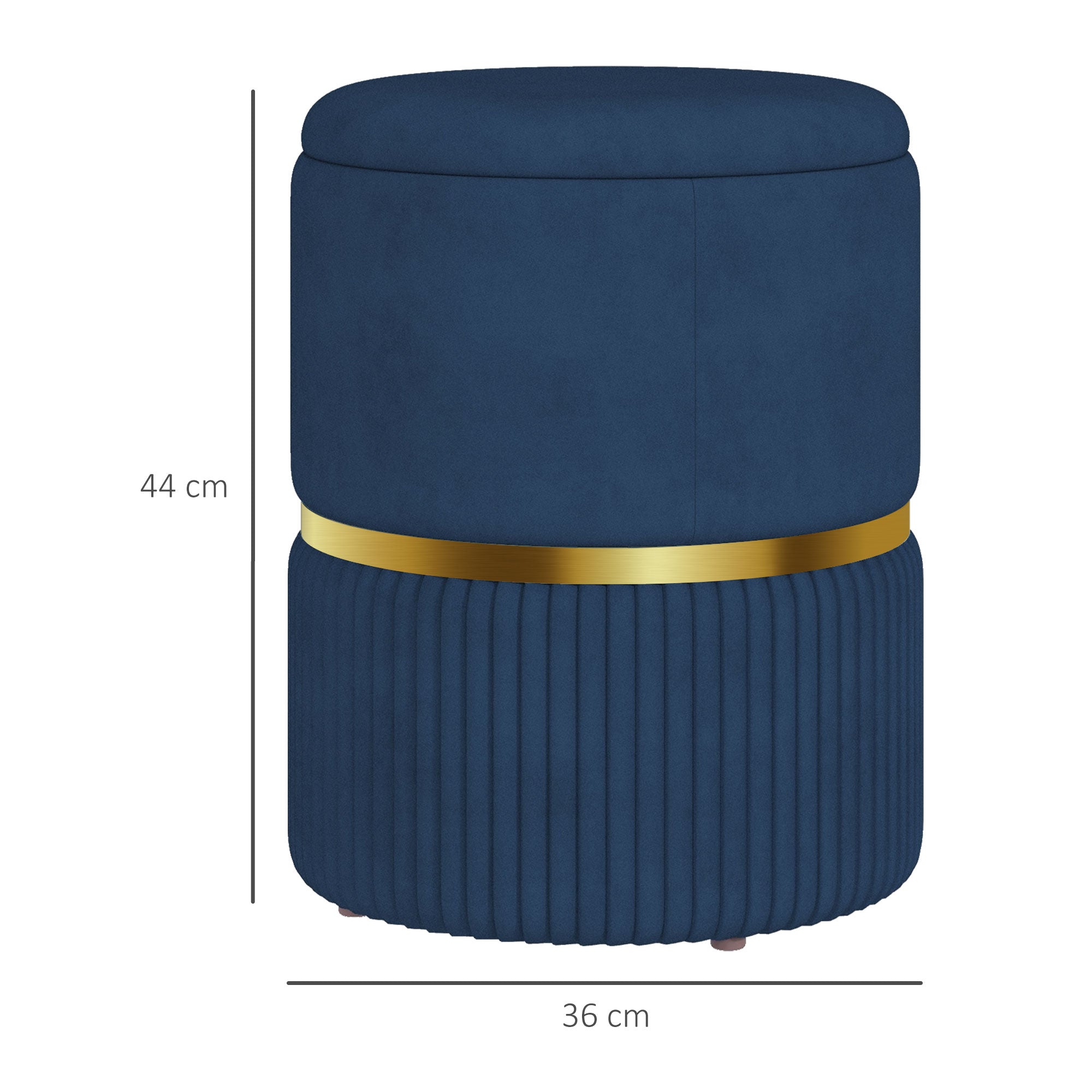 HOMCOM Velvet-Feel Storage Ottoman - Blue 