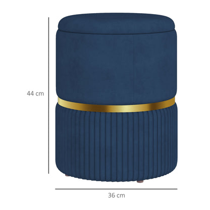 HOMCOM Velvet-Feel Storage Ottoman - Blue 