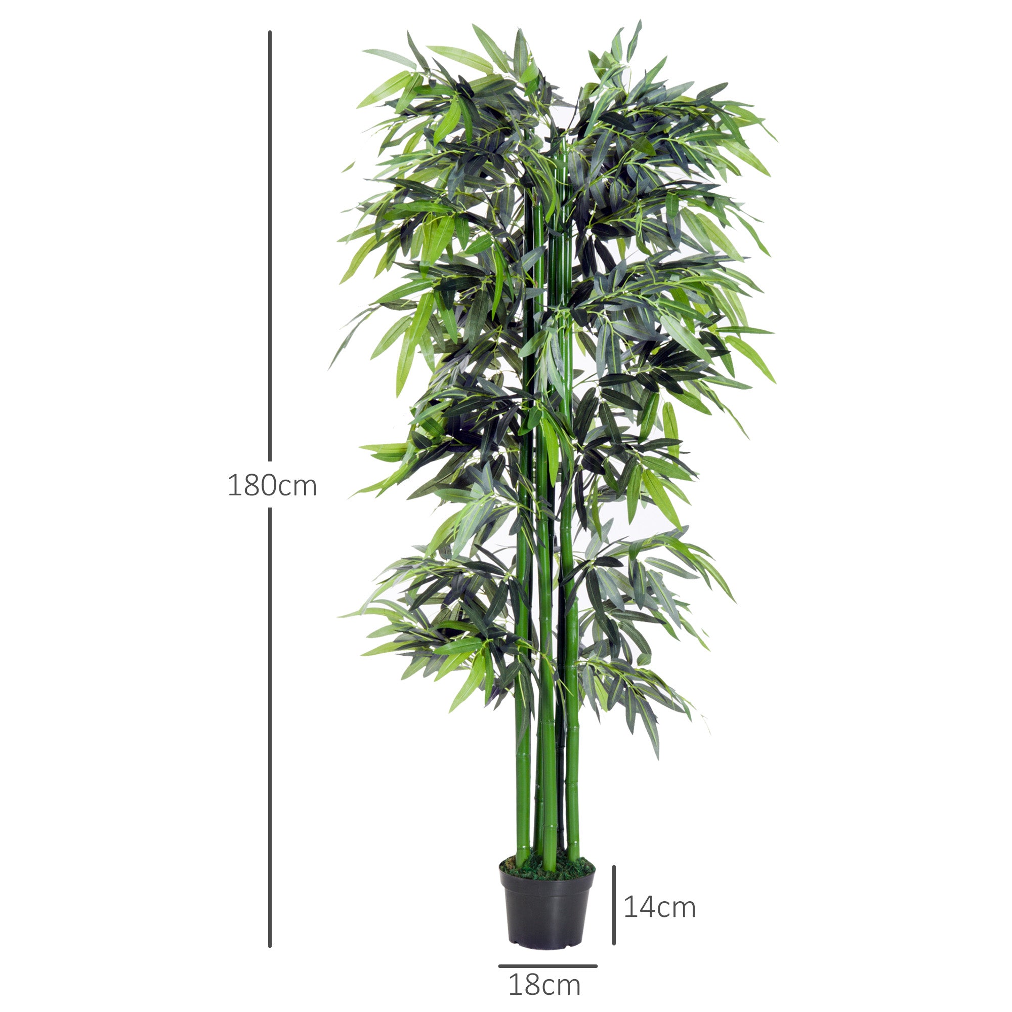 Outsunny 6ft Artificial Bamboo Tree Plant Greenery in A Pot for Home Office Planter 1.8M 