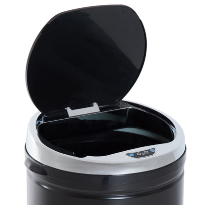 HOMCOM 50L Sensor Bin for Kitchen Waste Automatic Dustbin Motion Detection Dustbin  Stainless Steel Rubbish Can with Bucket, Black 