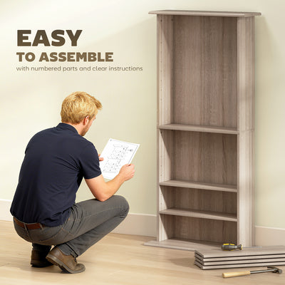 HOMCOM 360 CD Storage Unit - Natural Wood Finish 