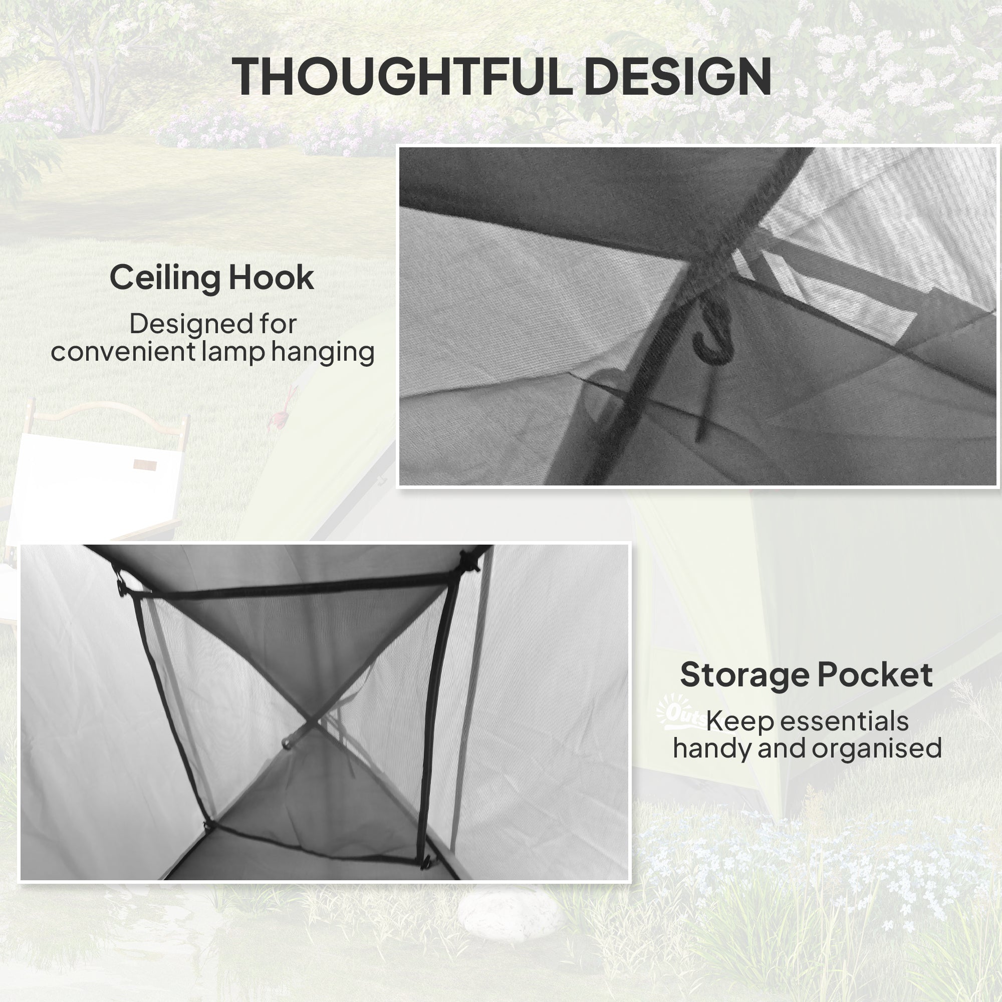 Outsunny 3-4 Person Camping Tent, Easy Set Up 3-4 Man Tent w/ Sewn-in Groundsheet, Waterproof Dome Tent w/ Mesh Windows, Grey 