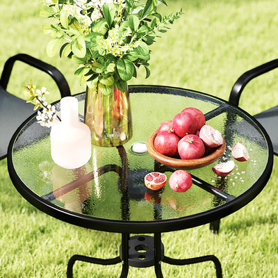 Outsunny Five-Piece Steel Patio Set, with Glass-Top Table - Dark Grey 