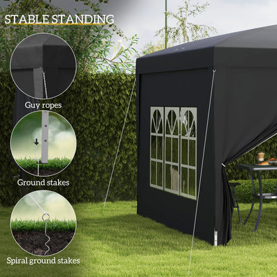 Outsunny 3 x 3(m) Pop Up Gazebo, Water and UV Resistant Party Tent Camping Canopy Marquee with  Carry Bag, Black 