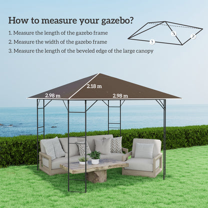 Outsunny 3 x 3(m) Gazebo Canopy Replacement Cover, Garden Gazebo Roof Replacement with Drain Holes, Water-resistant Plastic Coating, 370g/\'e3\'8e\'a1, UPF30+, TOP COVER ONLY, Brown