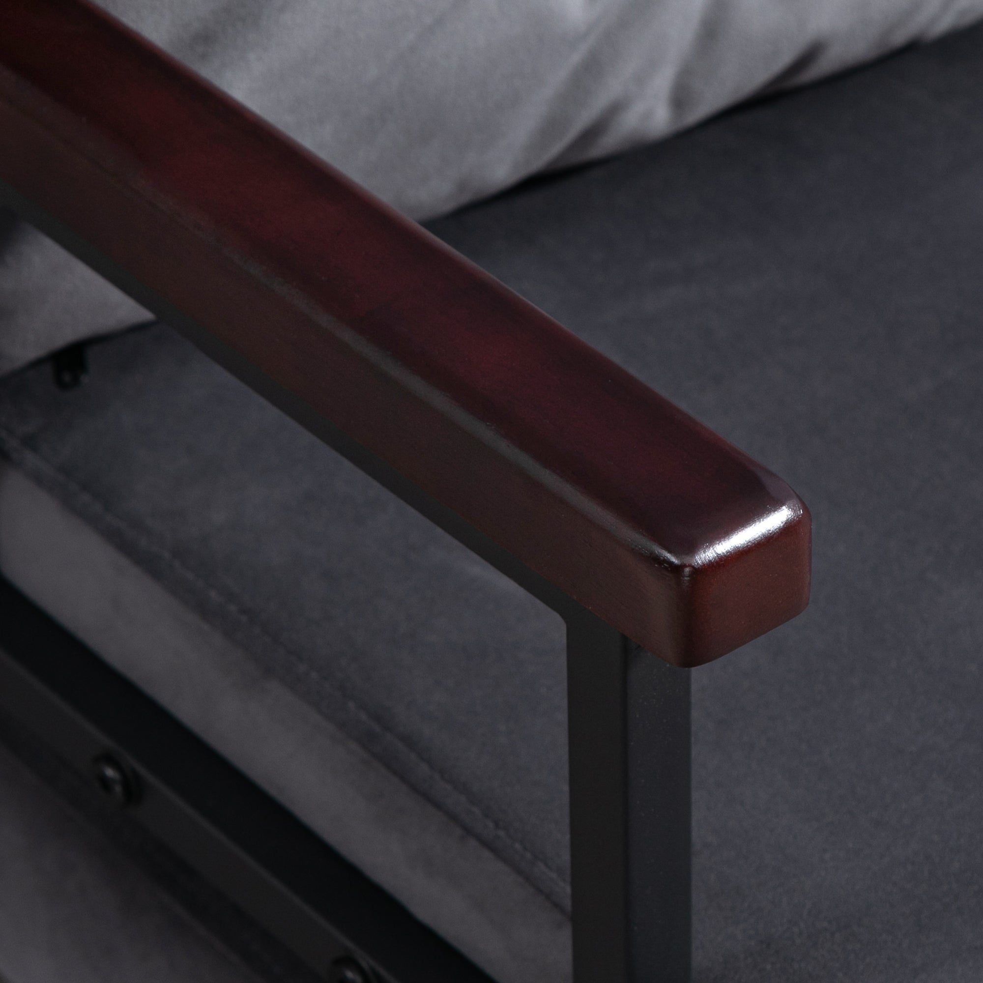 HOMCOM 4-in-1 Velvet-Feel Single Chair Bed, with Pillow - Charcoal Grey 