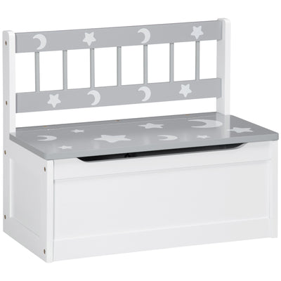 ZONEKIZ 2 In 1 Kids Storage Bench, Toy Box w/ Safety Rod - Grey 