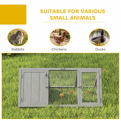 PawHut Rabbit Hutch, Wooden Guinea Pig Hutch with Run and Doors, Outdoor Triangle Bunny House for Rabbits,Duck and Chicken 