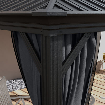 Outsunny 3.65 x 3m Aluminium Hardtop Gazebo, with Accessories - Dark Grey 