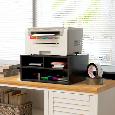 HOMCOM Three-Compartment Printer Storage Cabinet - Black 