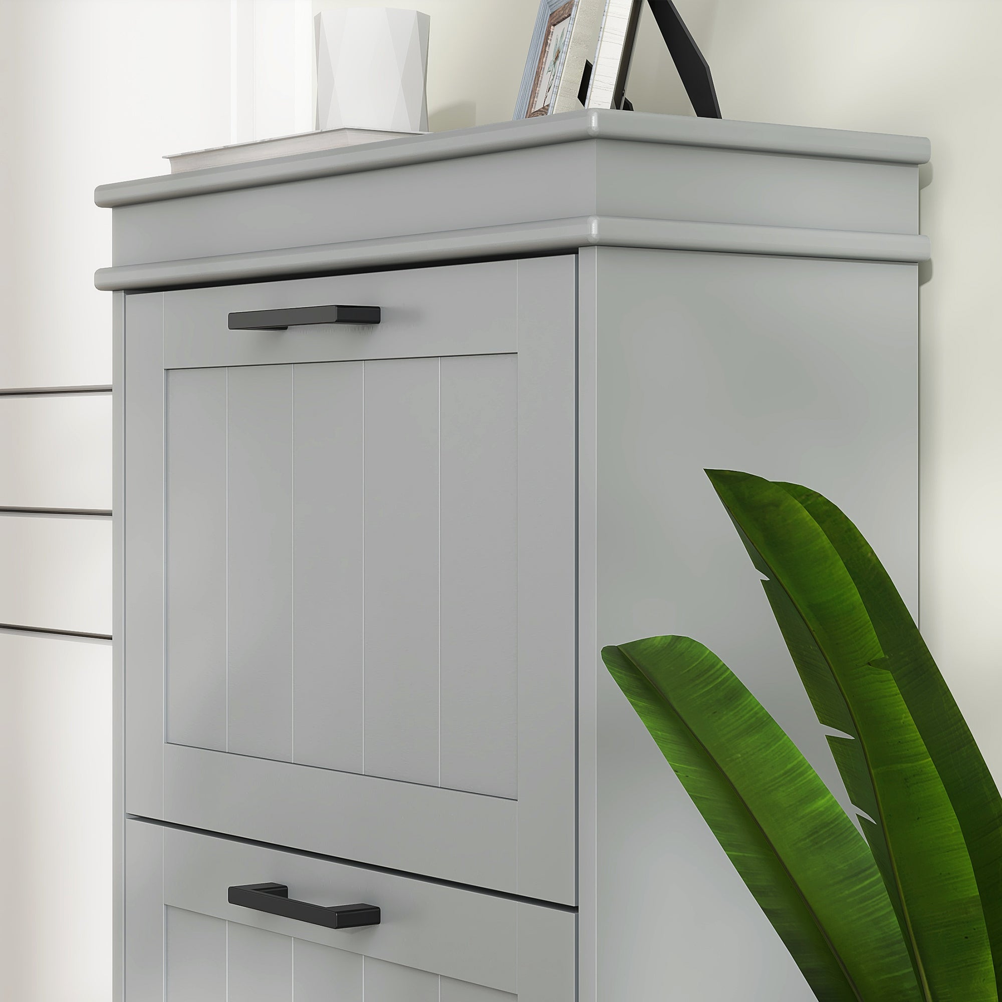HOMCOM Three-Drawer Minimalistic Shoe Cabinet - Grey 