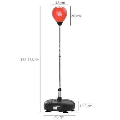 HOMCOM Punching Bag with Stand, Free Standing Boxing Bag Set, Speed Bag with Speedball Adjustable Height from 132cm to 158cm for Teens, Red 