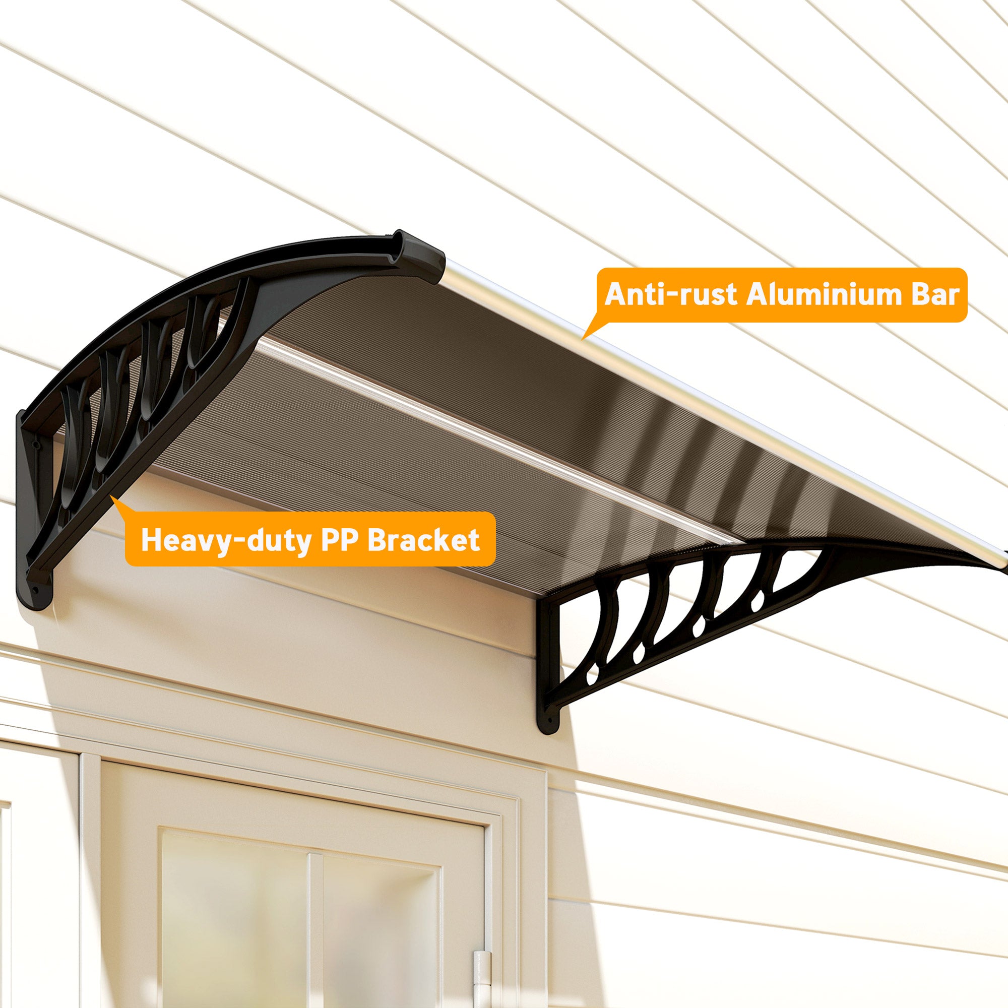 Outsunny Front Door Canopy, Outdoor Awning, Rain Shelter for Window, Porch and Front/Back Door, 103 x 96.5 cm, Brown 