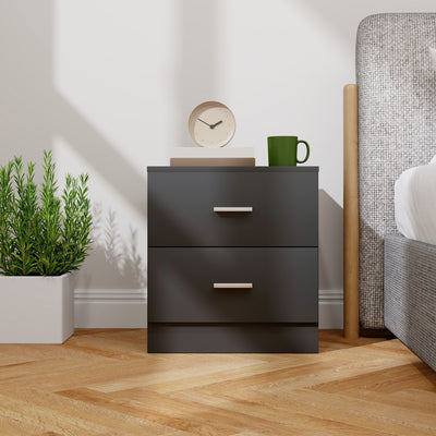 HOMCOM Modern Bedside Table, Beside Cabinet with 2 Drawers, for Bedroom, Living Room, Black 