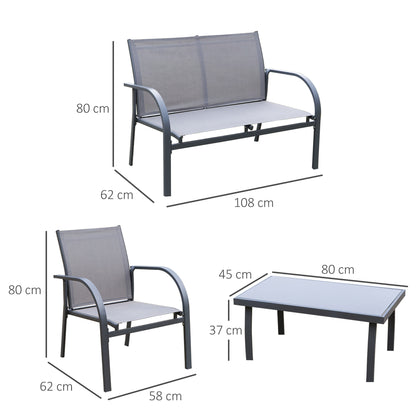 Outsunny Four-Piece Minimal Garden Patio Set - Grey 
