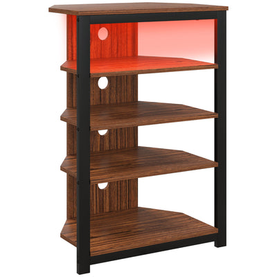 HOMCOM 4-Tier Corner TV Stand with Storage, LED Lights, Cable Management, Small TV Unit Entertainment Centre for TVs up to 29", for Living Room, Bedroom 