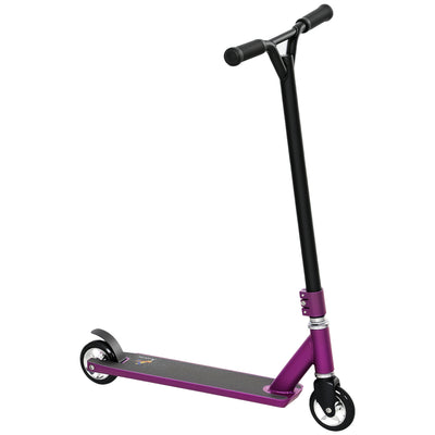 HOMCOM Stunt Scooter, 360° Entry Level Tricks Scooter w/ Lightweight Aluminium Deck and ABEC 7 Bearing, For Age 14+ Beginners, Purple 